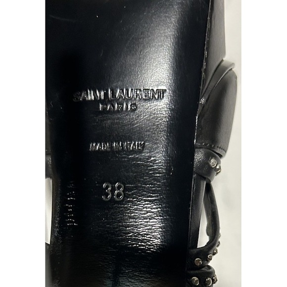 Saint Laurent Paris Black Leather Platform Stiletto Pumps Size EU 38 Italy Heels - Picture 6 of 16